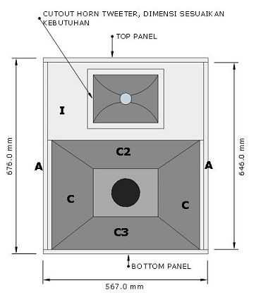 Detail Desain Box Speaker Middle Nomer 16