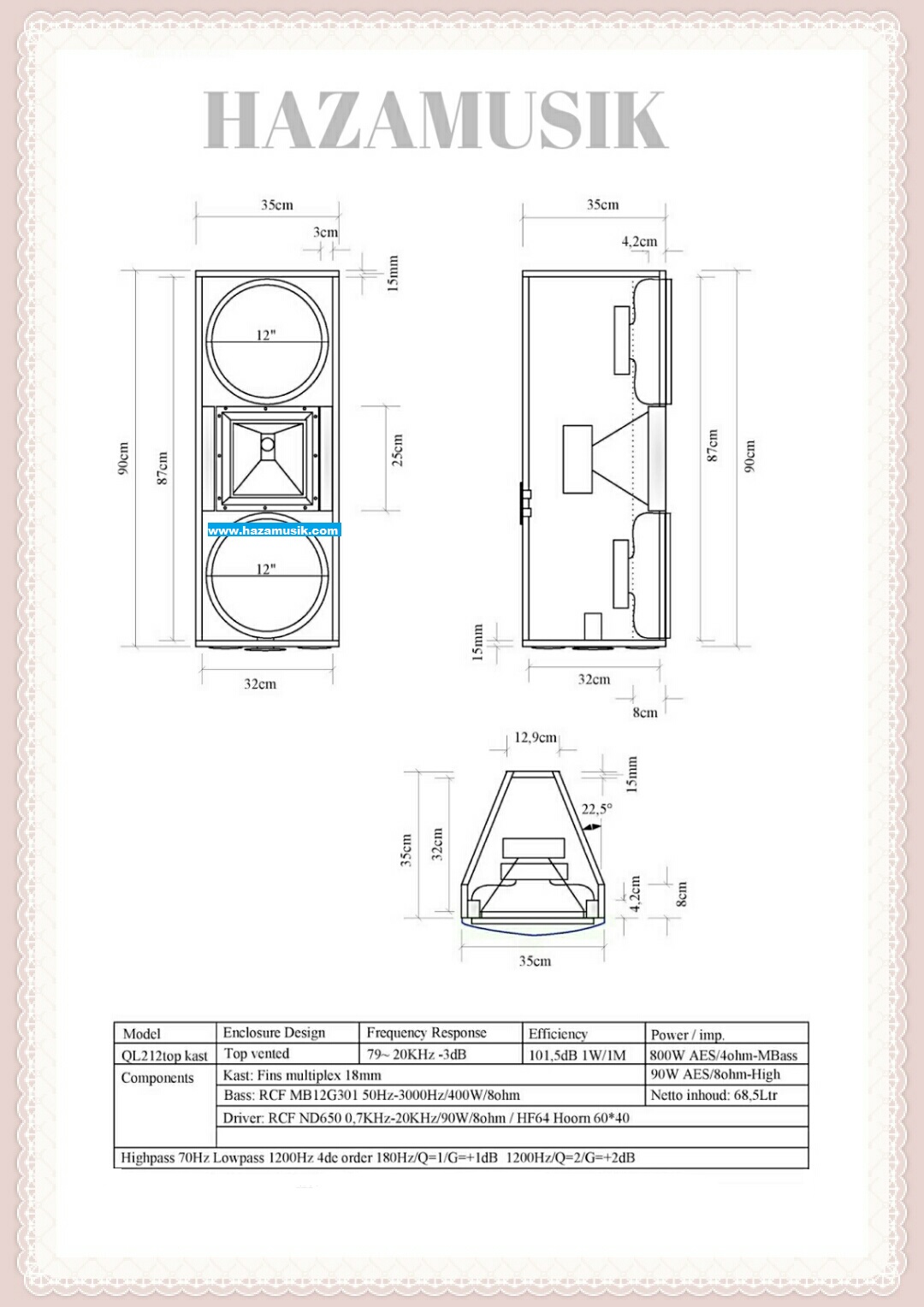 Detail Desain Box Speaker Middle Nomer 24