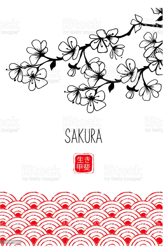 Detail Desain Bunga Sakura Hitam Putih Nomer 15