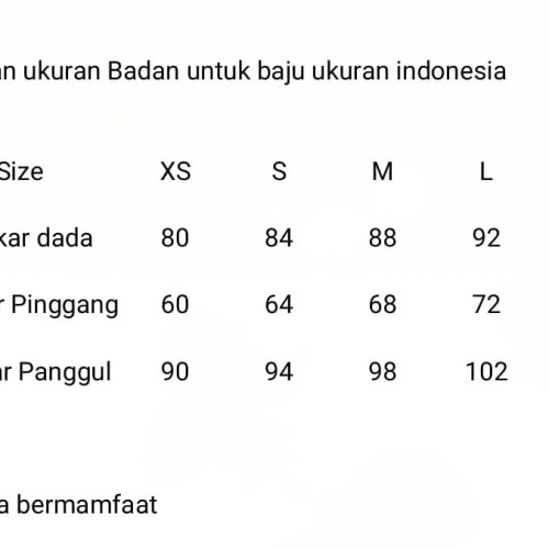 Detail Gambar Ukuran Baju Nomer 4