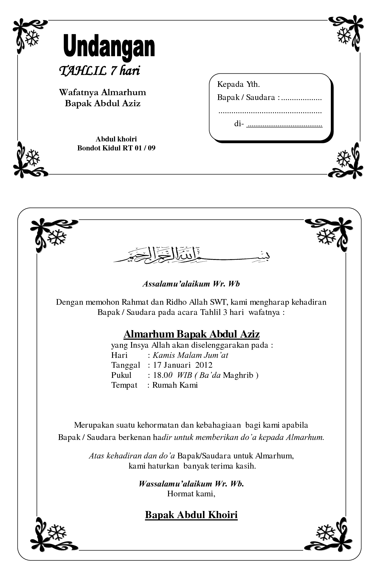 Detail Gambar Undangan Tahlil Nomer 12