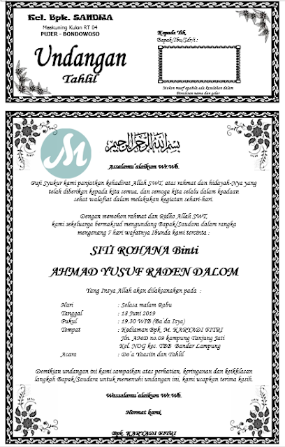 Gambar Undangan Tahlilan - 57+ Koleksi Gambar