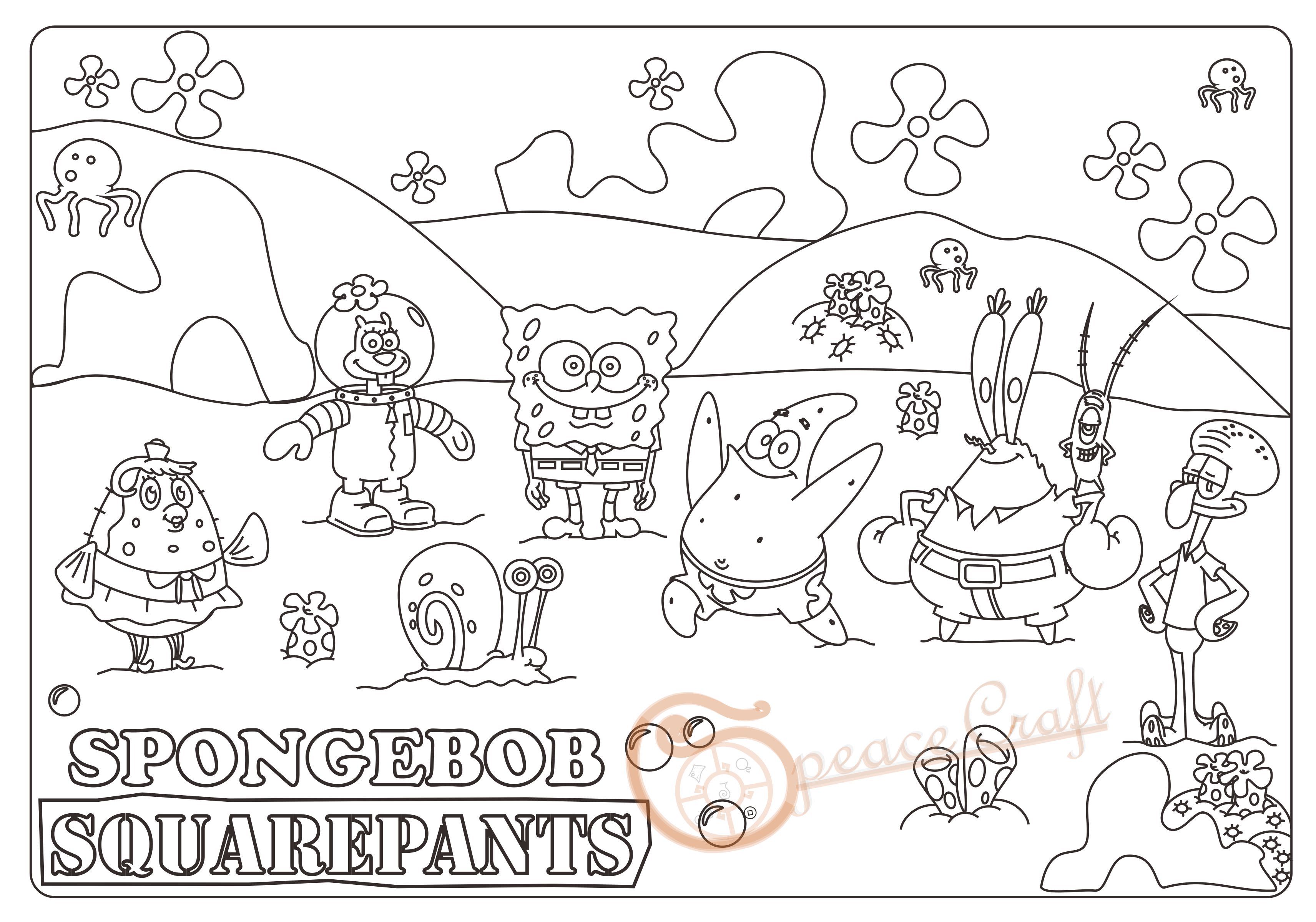 Detail Gambar Untuk Mewarnai Spongebob Nomer 4