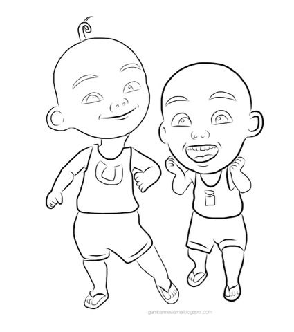 Detail Gambar Upin Ipin Hitam Putih Nomer 25