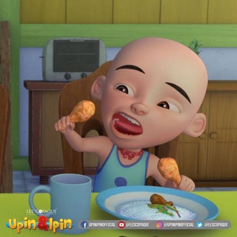 Detail Gambar Upin Ipin Makan Ayam Goreng Nomer 13