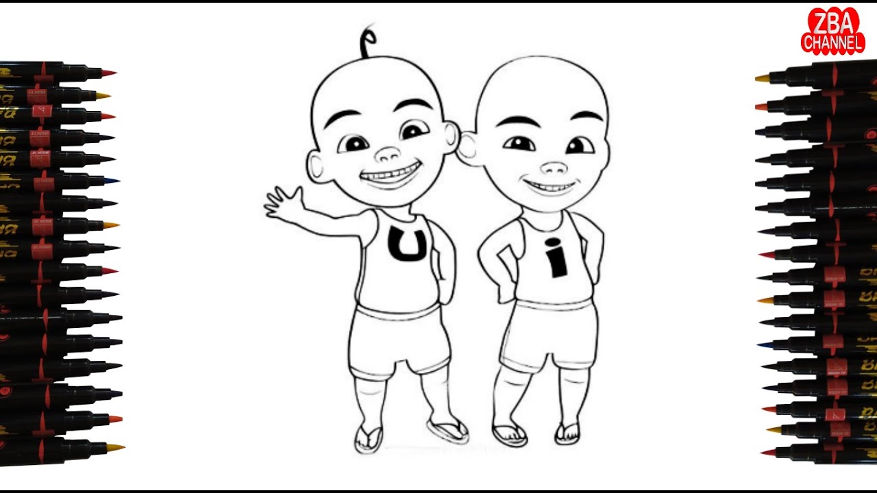 Detail Gambar Upin Ipin Mewarnai Nomer 18