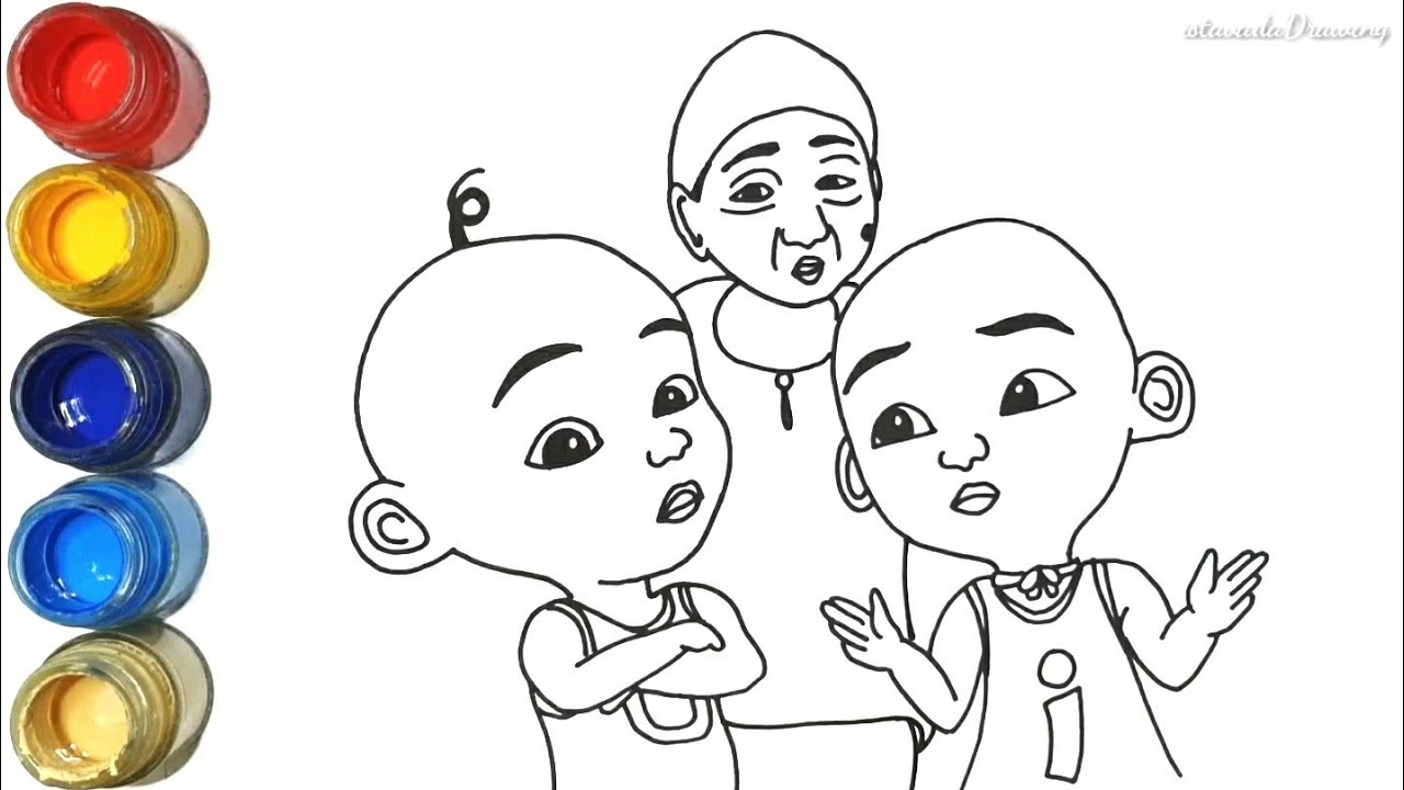 Detail Gambar Upin Ipin Mewarnai Nomer 45