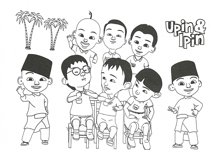 Detail Gambar Upin Ipin Mewarnai Nomer 6