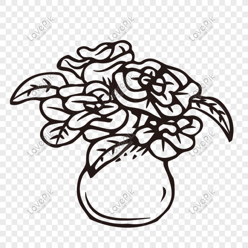 Detail Gambar Vas Bunga Kartun Hitam Putih Nomer 26