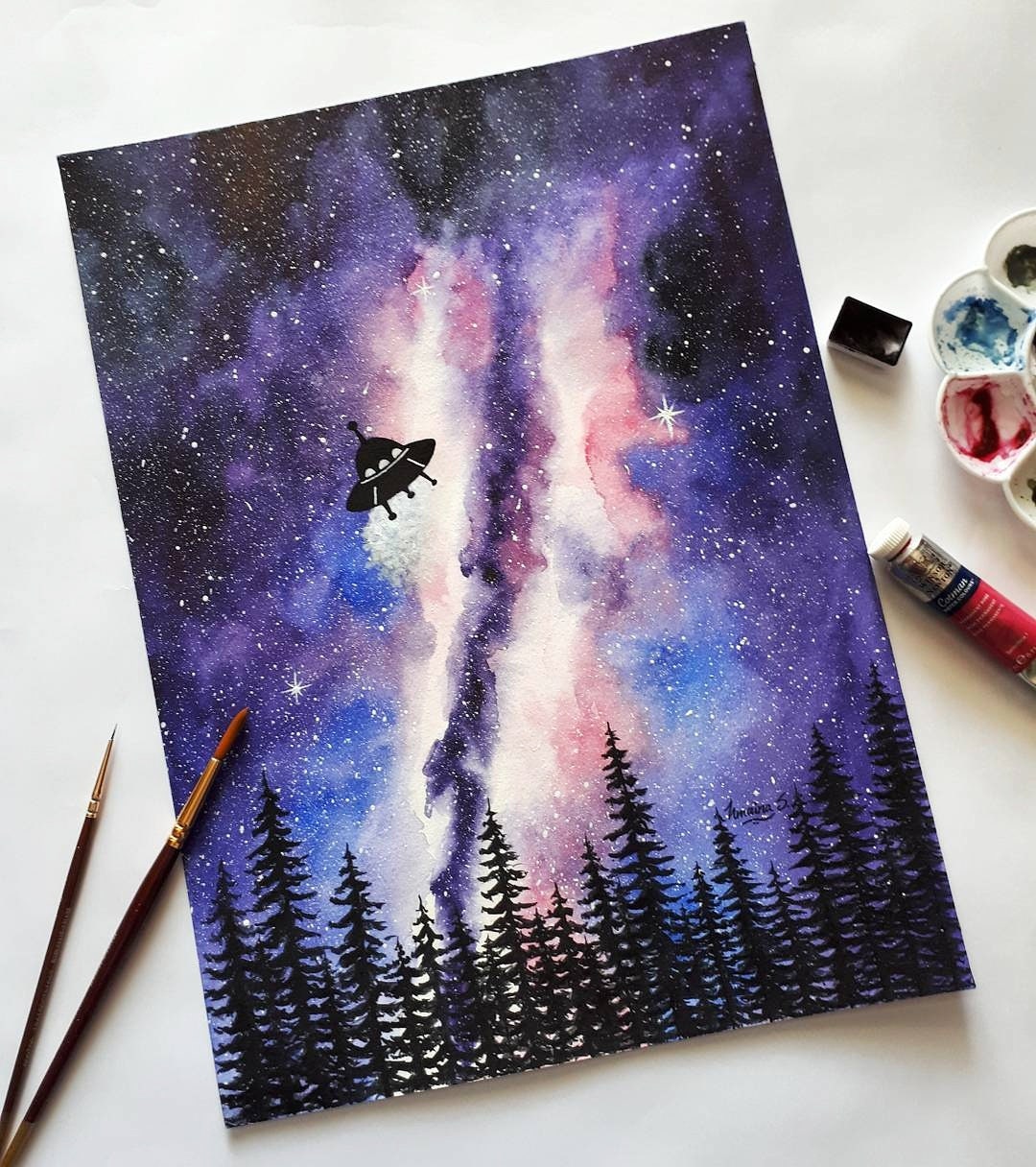 Detail Gambar Watercolor Galaxy Nomer 29