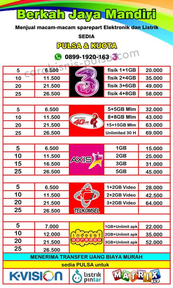 Detail Desain Daftar Harga Pulsa Nomer 15