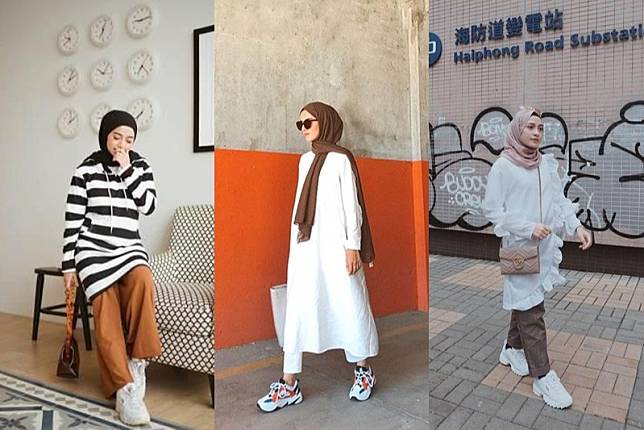 Detail Gamis Dengan Sepatu Sneakers Nomer 25