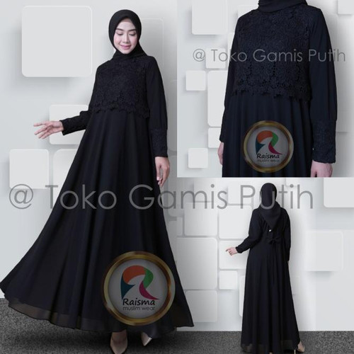 Detail Gamis Hitam Polos Elegan Nomer 10