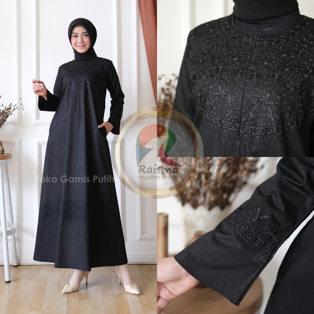 Detail Gamis Hitam Polos Elegan Nomer 14