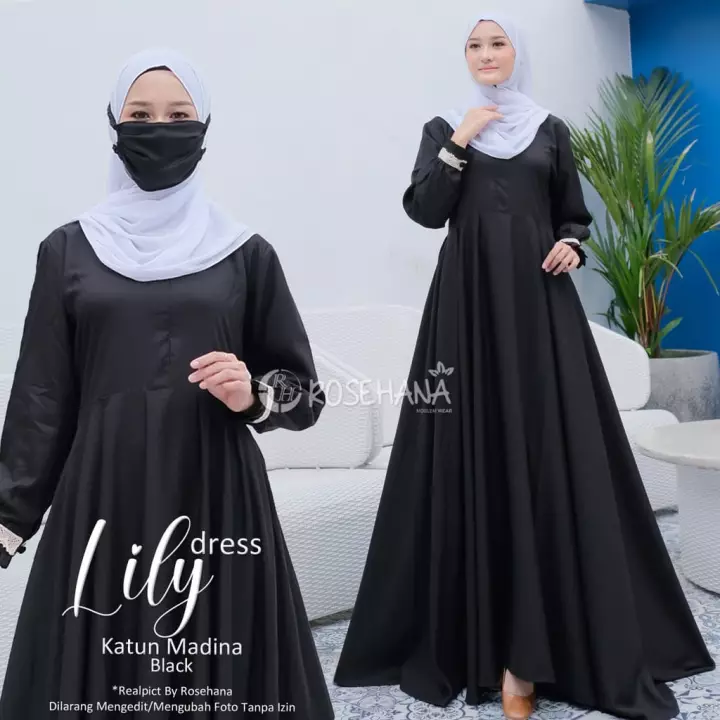 Detail Gamis Hitam Polos Elegan Nomer 21