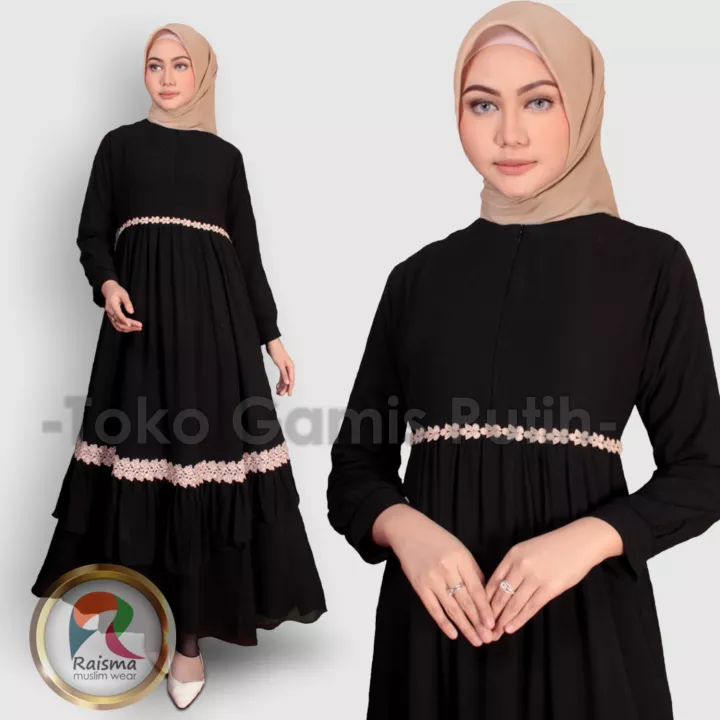 Detail Gamis Hitam Polos Elegan Nomer 28