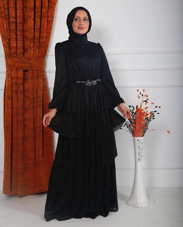 Detail Gamis Hitam Polos Elegan Nomer 42