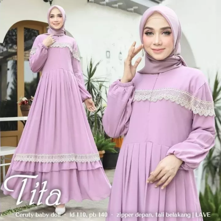 Detail Gamis Renda Terbaru Nomer 40