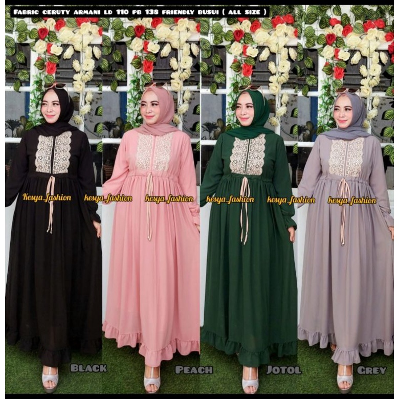 Detail Gamis Renda Terbaru Nomer 56