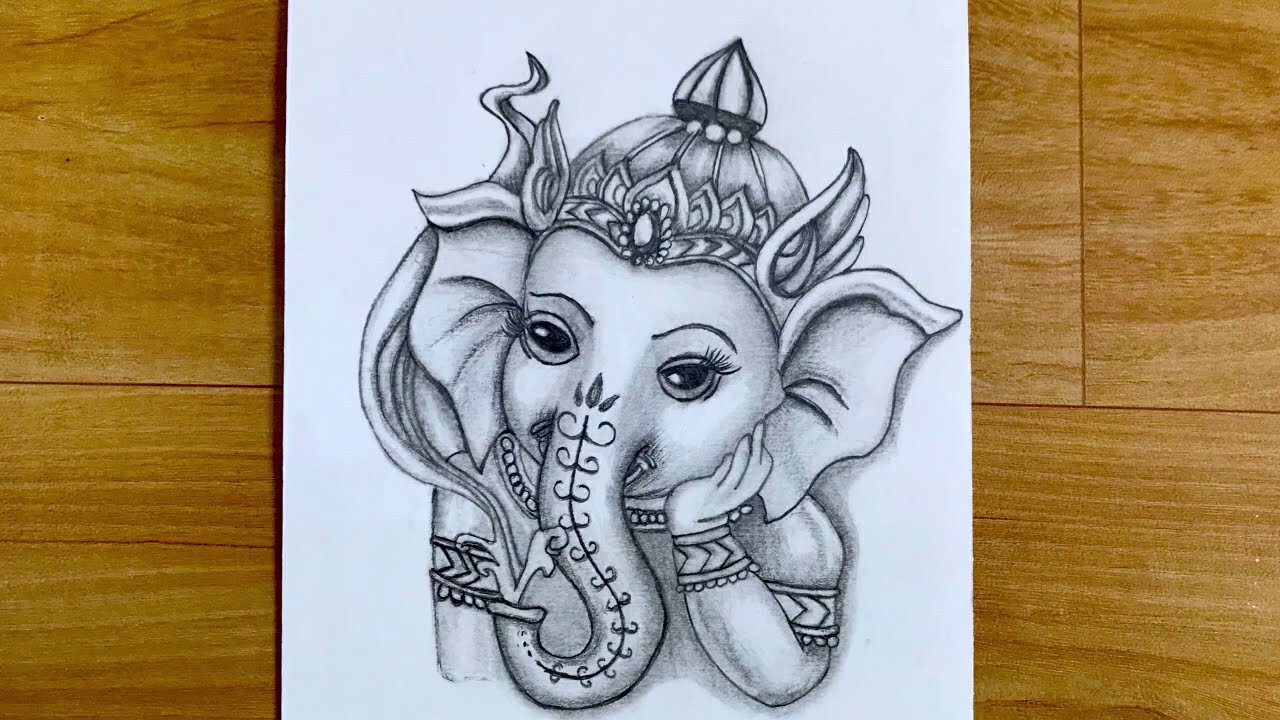 Detail Ganesh Pencil Sketch Nomer 6