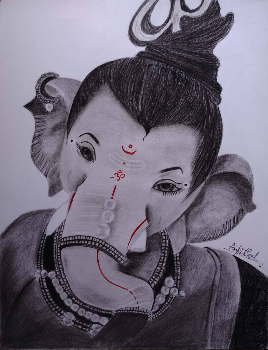 Detail Ganesh Pencil Sketch Nomer 10