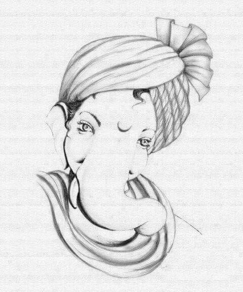 Detail Ganesh Sketch Drawing Nomer 2