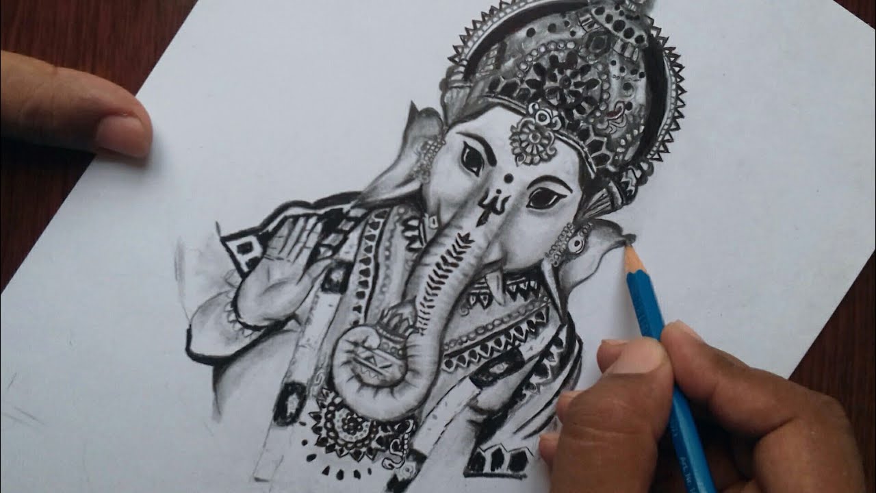 Detail Ganesh Sketch Drawing Nomer 4