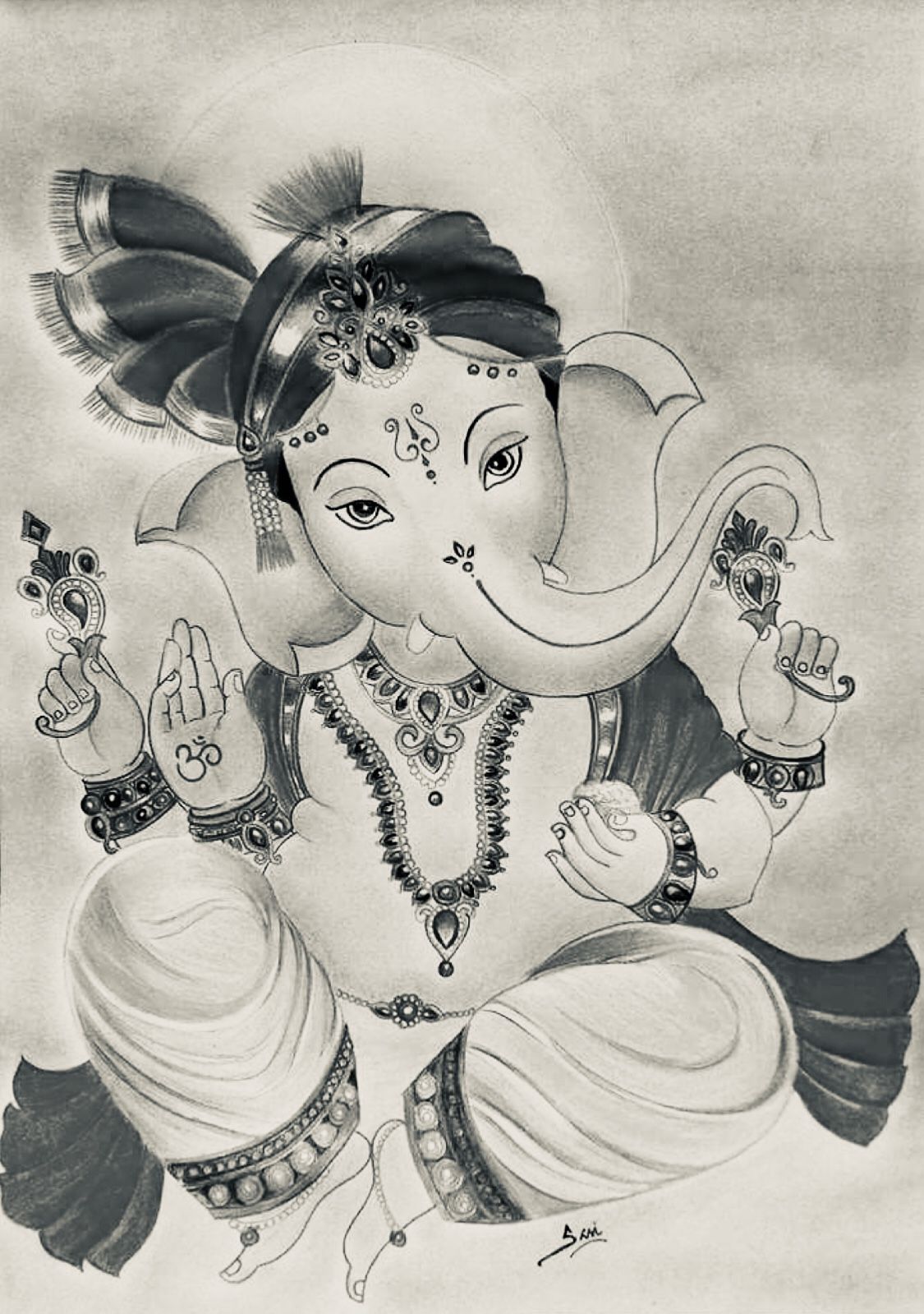 Detail Ganesh Sketch Drawing Nomer 10