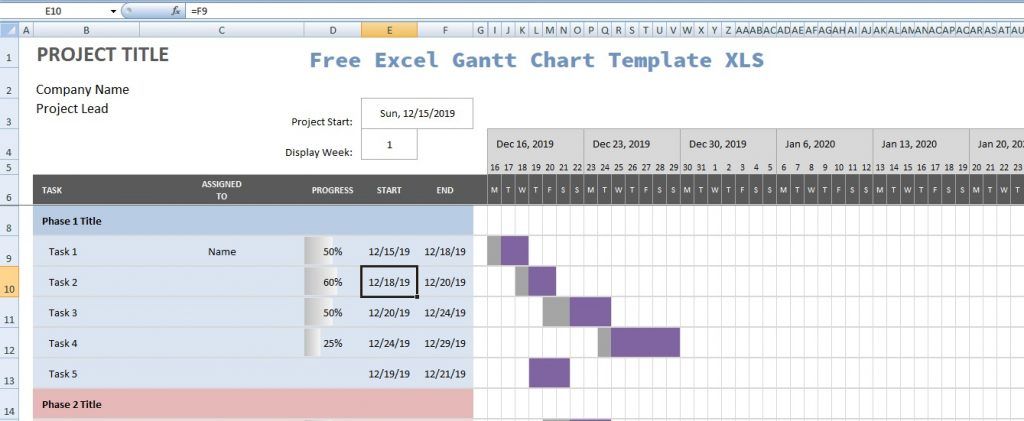Detail Gantt Chart Excel Template Xls Nomer 14