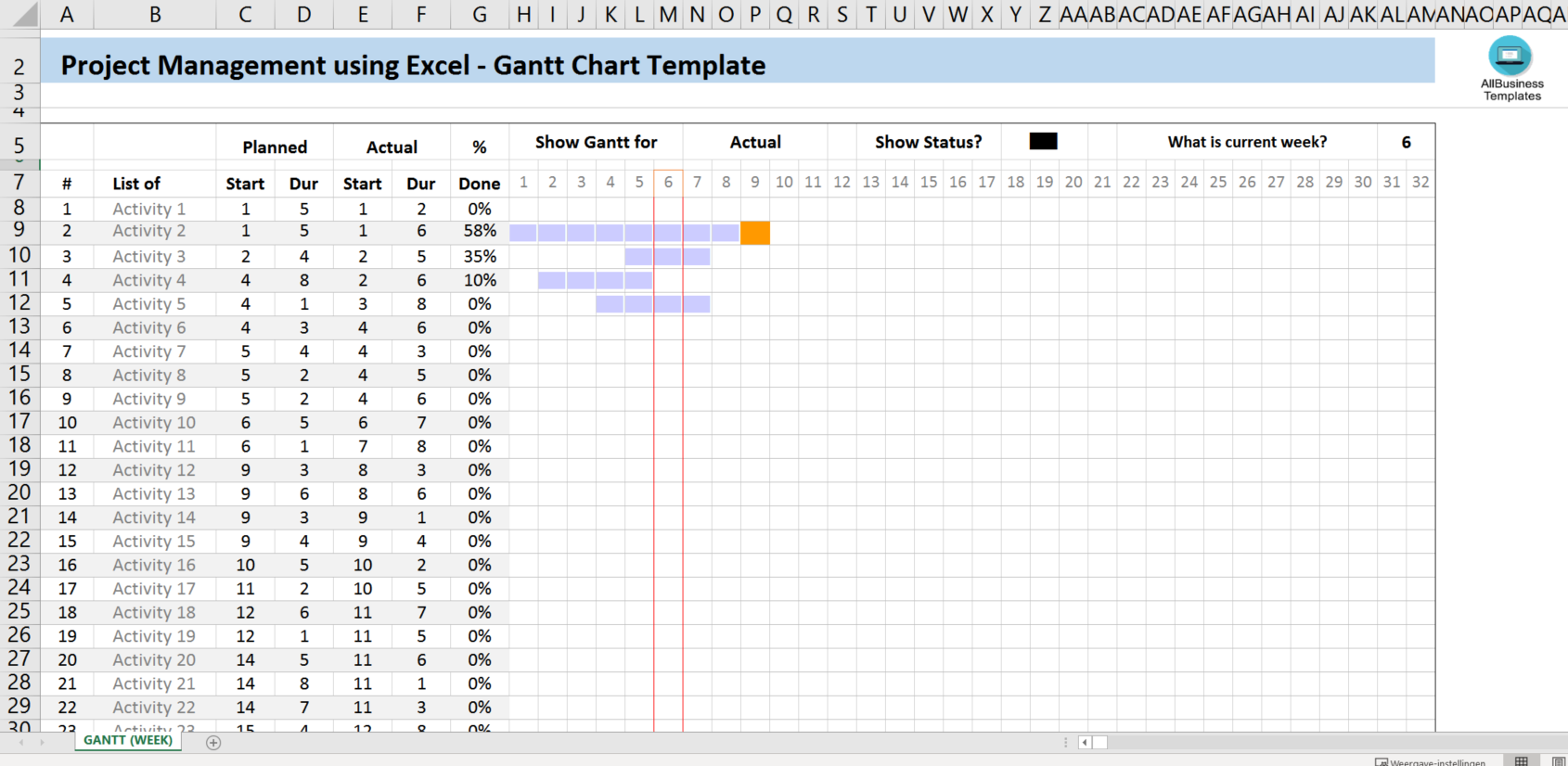 Detail Gantt Chart Excel Template Xls Nomer 20