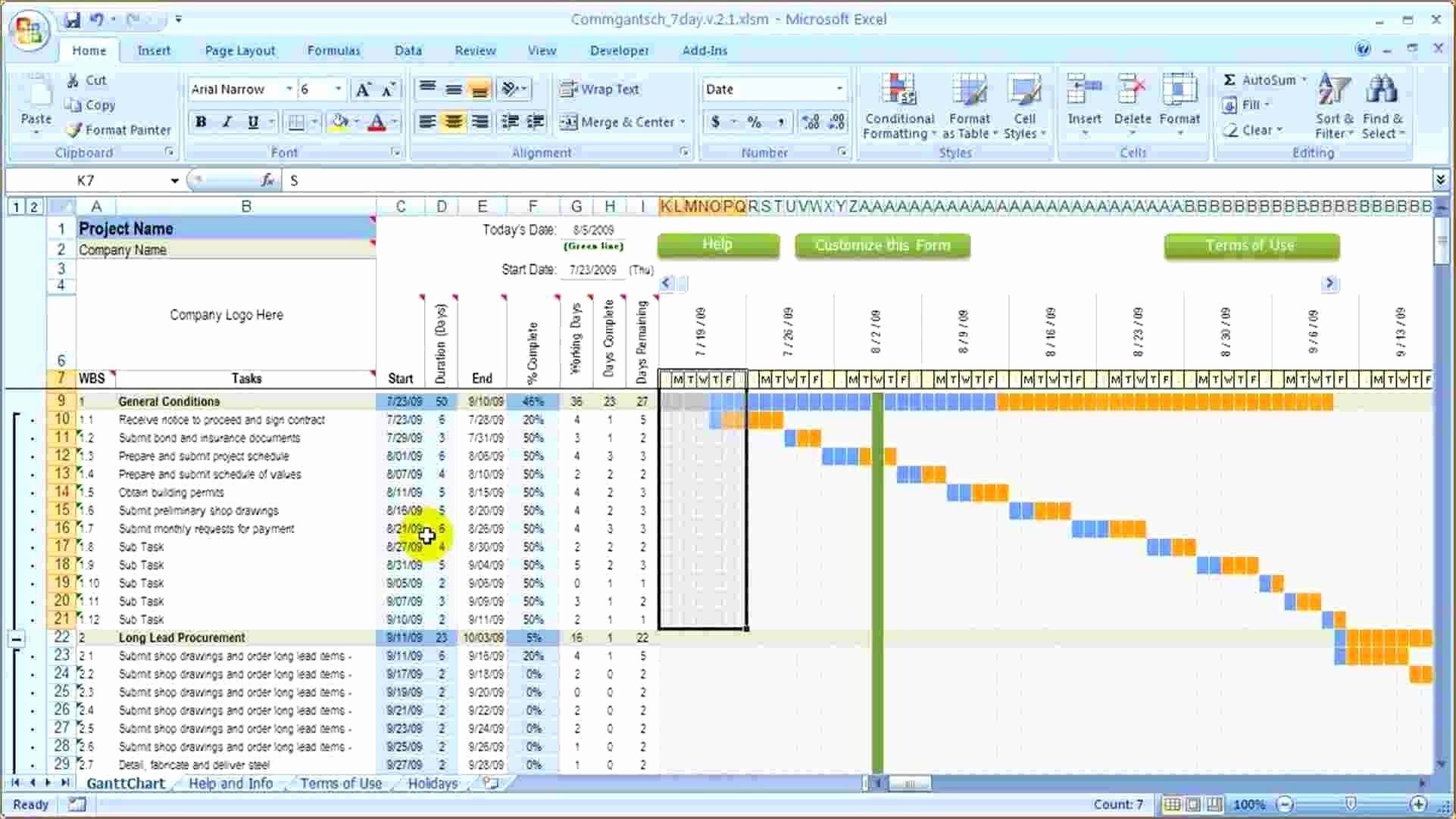 Detail Gantt Chart Excel Template Xls Nomer 45