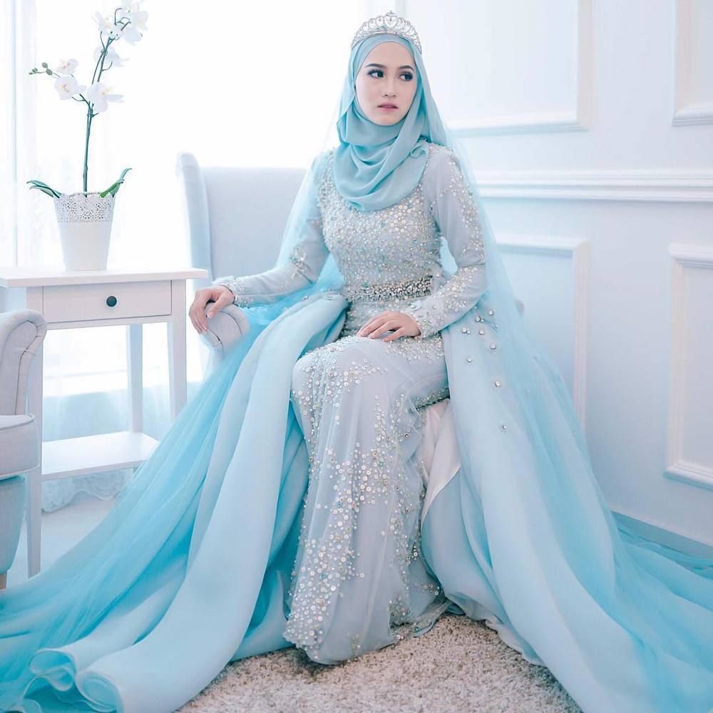 Detail Gaun Pengantin Biru Langit Nomer 11