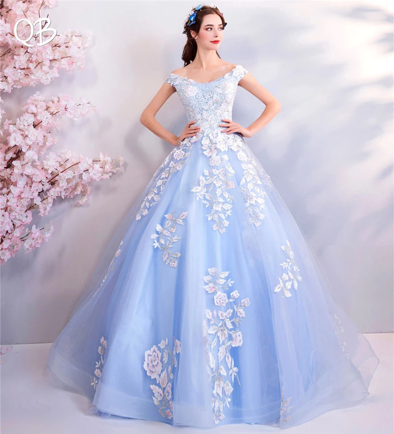 Detail Gaun Pengantin Biru Langit Nomer 15