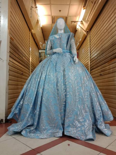 Detail Gaun Pengantin Biru Langit Nomer 18