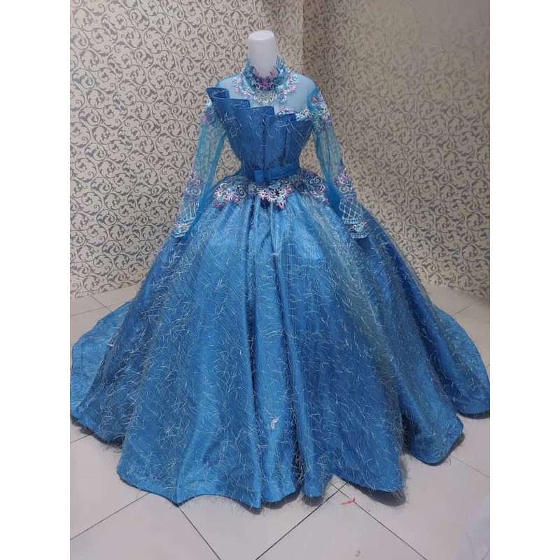 Detail Gaun Pengantin Biru Langit Nomer 3