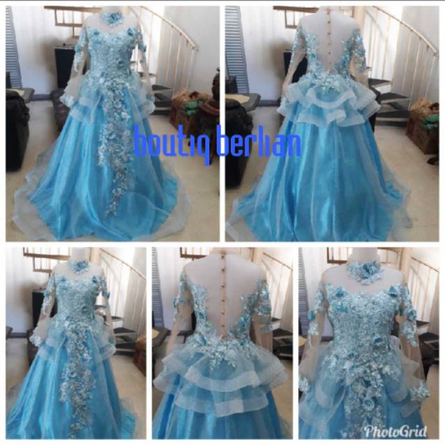 Detail Gaun Pengantin Biru Langit Nomer 29