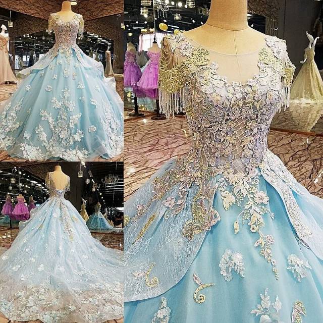 Detail Gaun Pengantin Biru Langit Nomer 32