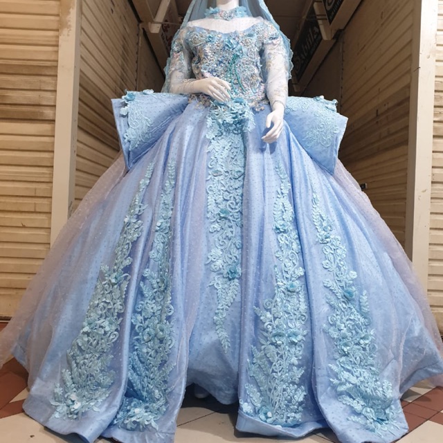 Detail Gaun Pengantin Biru Langit Nomer 57