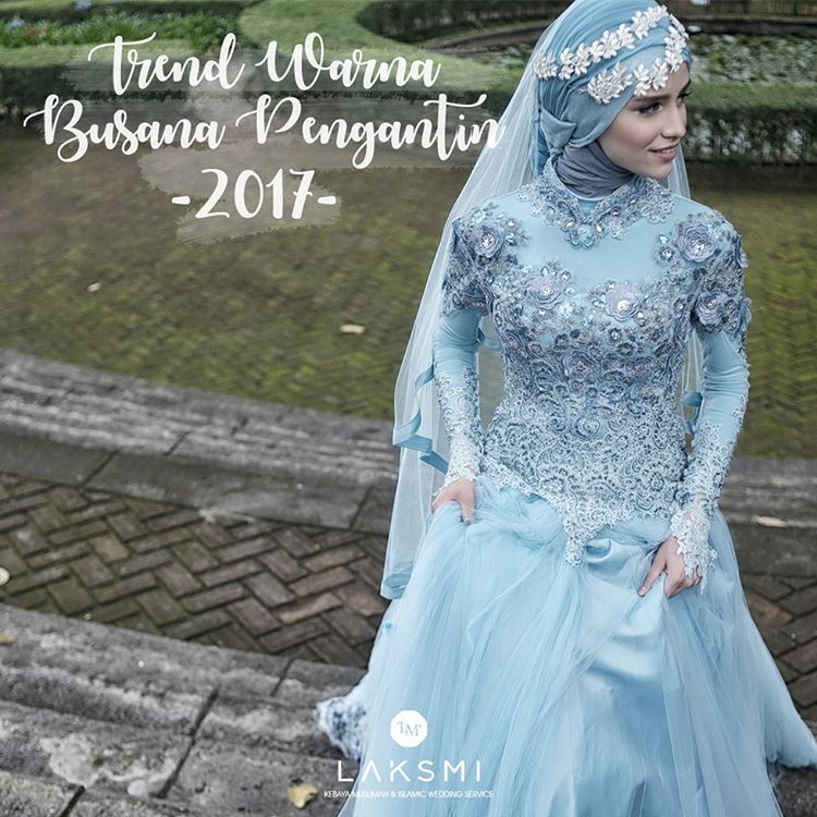 Detail Gaun Pengantin Biru Langit Nomer 10