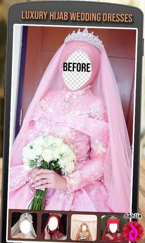 Detail Gaun Pengantin Merah Hijab Nomer 33