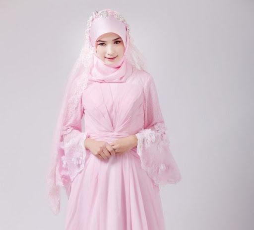 Detail Gaun Pengantin Muslimah Modern Warna Pink Nomer 12