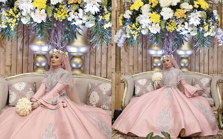 Detail Gaun Pengantin Muslimah Modern Warna Pink Nomer 20