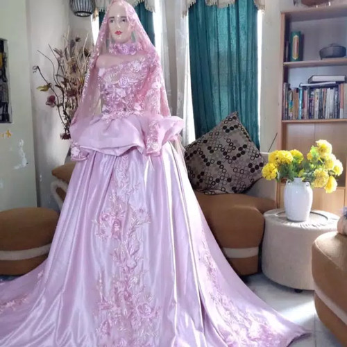 Detail Gaun Pengantin Muslimah Modern Warna Pink Nomer 51