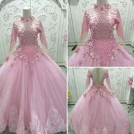 Detail Gaun Pengantin Muslimah Modern Warna Pink Nomer 7