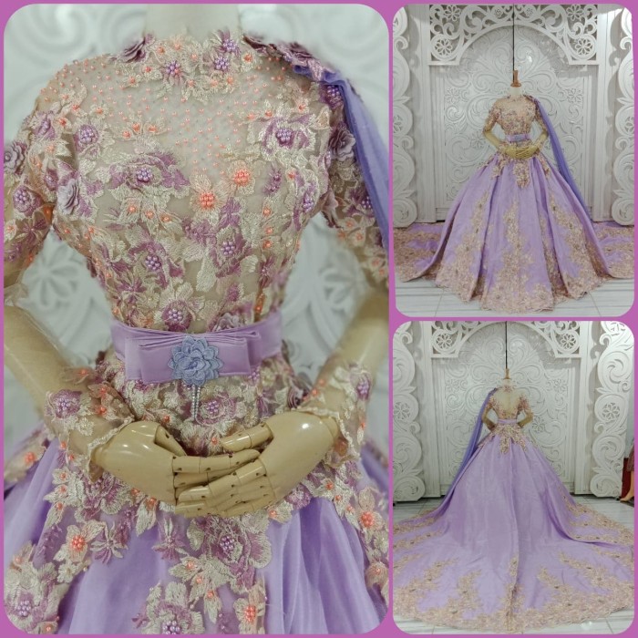 Detail Gaun Pengantin Ungu Lavender Nomer 12