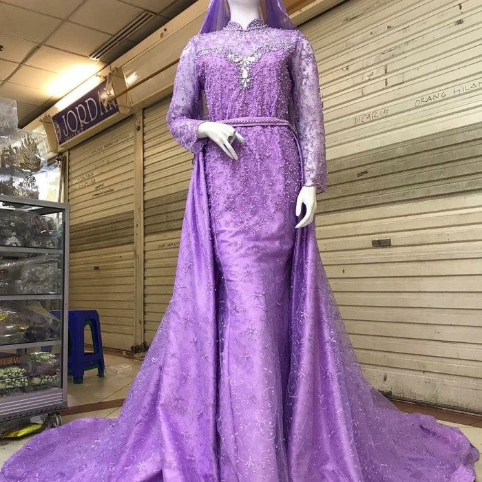 Detail Gaun Pengantin Ungu Lavender Nomer 14