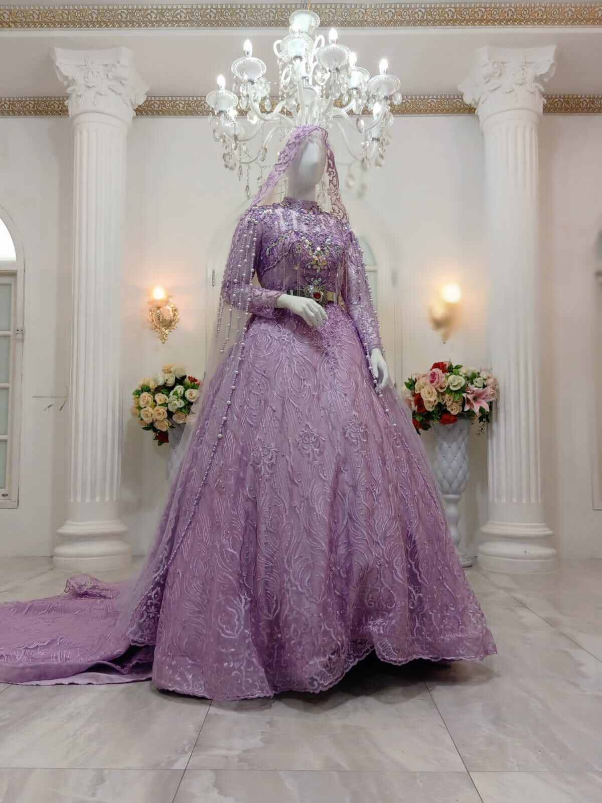 Detail Gaun Pengantin Ungu Lavender Nomer 22