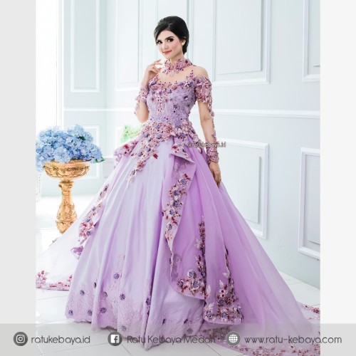 Detail Gaun Pengantin Ungu Lavender Nomer 23
