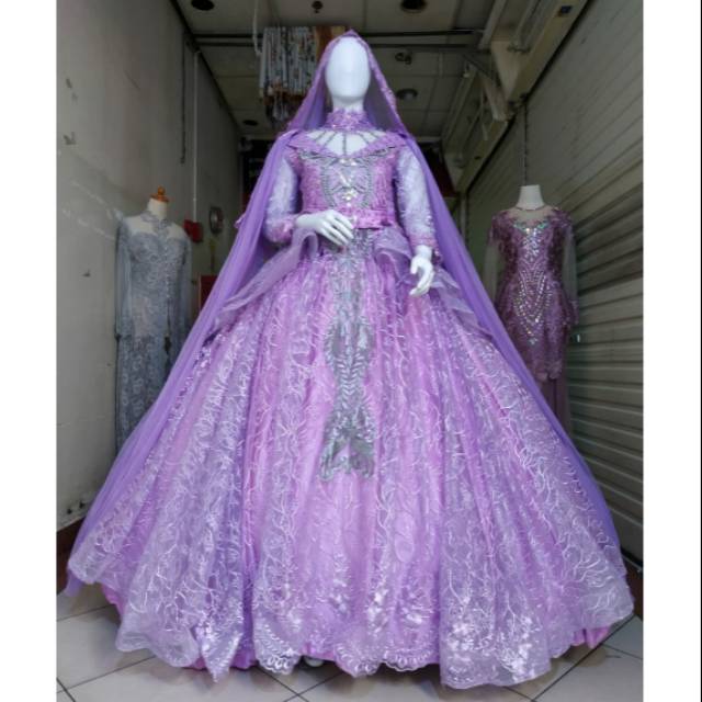 Detail Gaun Pengantin Ungu Lavender Nomer 25