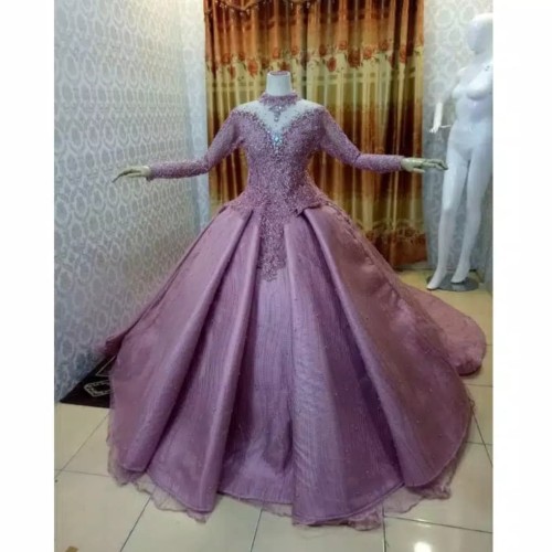 Detail Gaun Pengantin Ungu Lavender Nomer 26